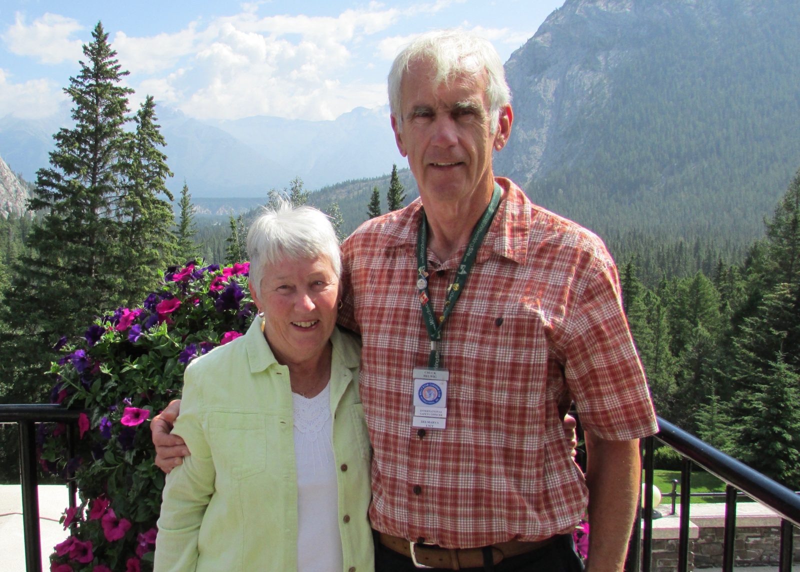 Chuck and Maggie Helwig at a mountain overlook