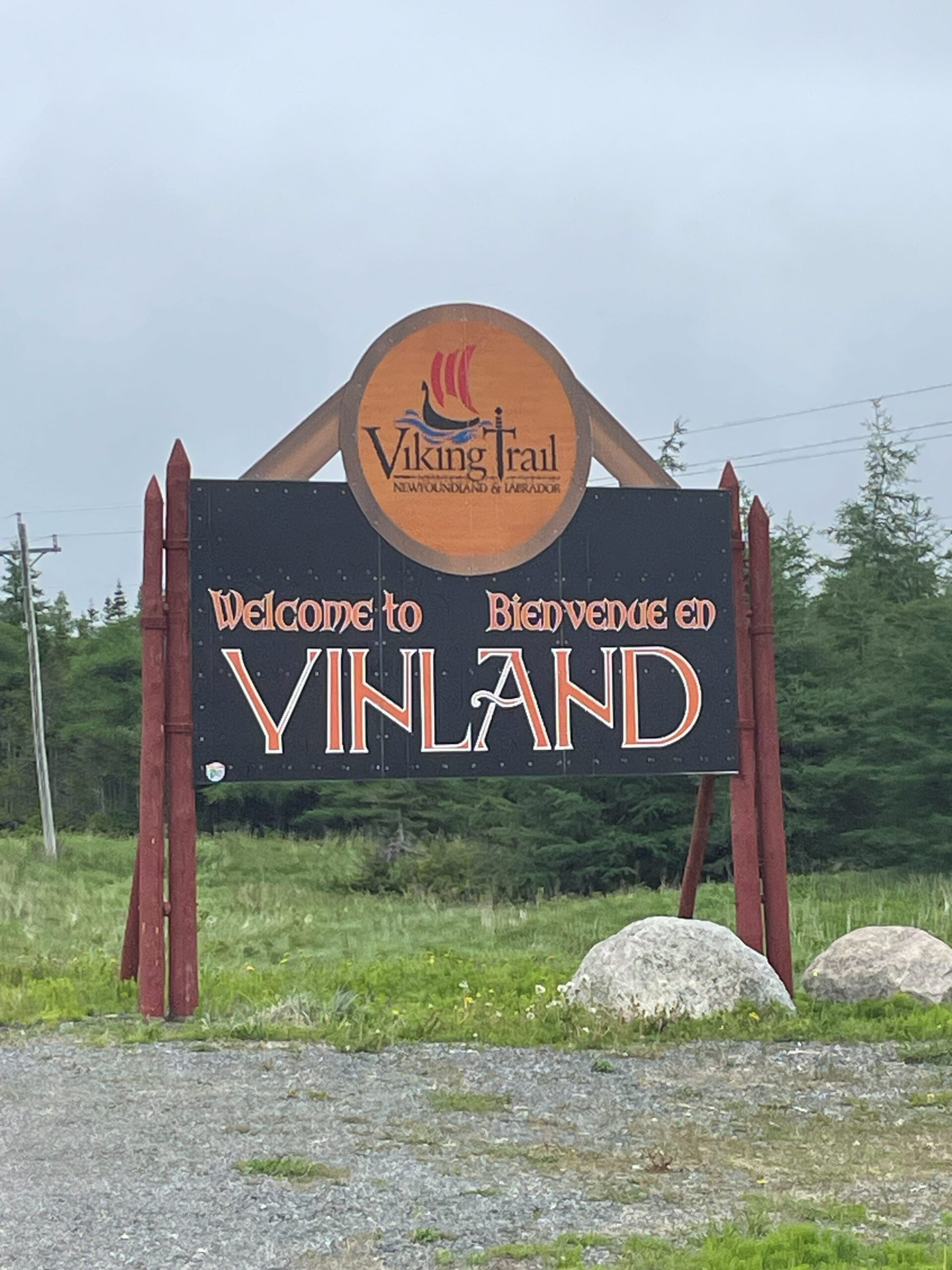 Welcome to Vinland sign on the Viking Trail